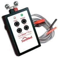 black box with buttons and electrodes to transmit an electrical current