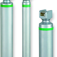 three sizes of fiber optic laryngoscope handles